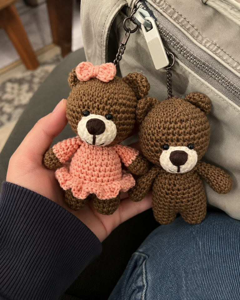 Plüschbär Schlüsselanhänger: Amigurumi Häkelanleitung